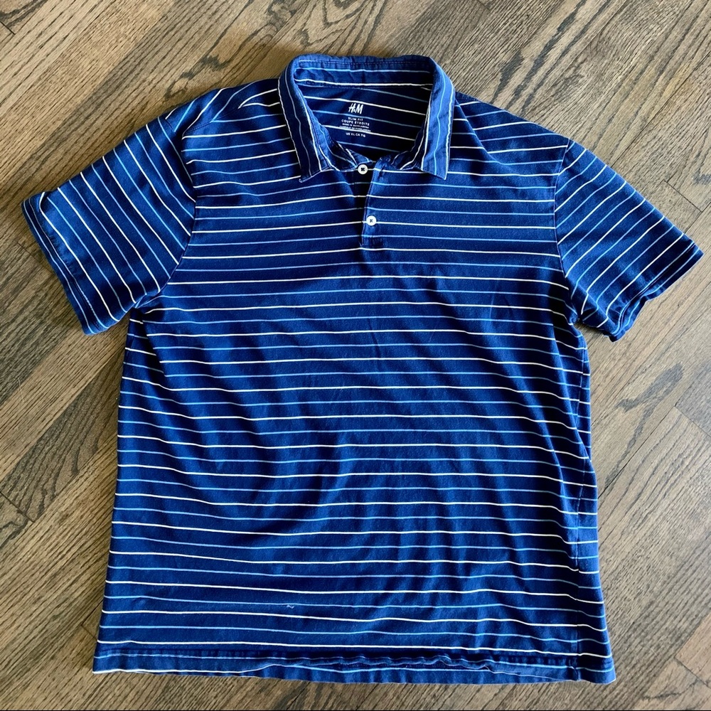 H&M Blue Striped Polo XL